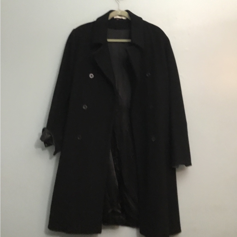Via Spiga Black Double-Breasted Pea Coat